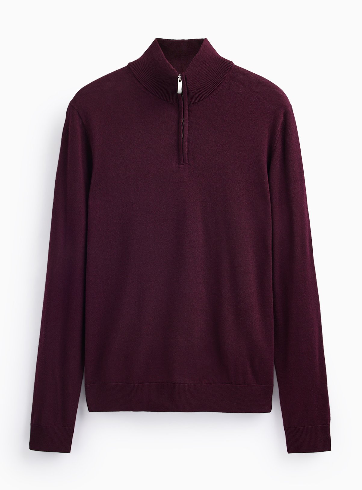 Dark Red Merino Wool Half-Zip Jumper XXXL - Image 1 thumbnail